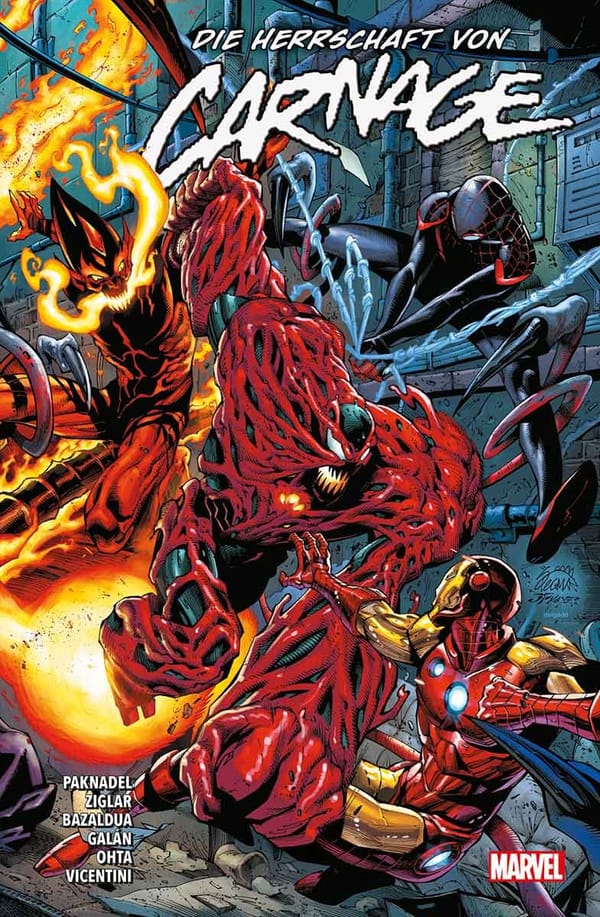 Action-Inferno und Schlachtplatte der Extraklasse: In „Die Herrschaft von Carnage“ lässt Marvels grausamster Schurke die fetzen Fliegen!